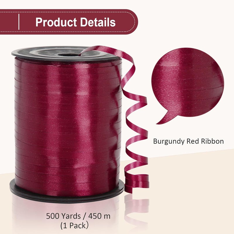 OMISELIO Burgundy Red Curling Ribbon - 500 Yards, Perfect for Gift Wrapping, Balloons, Valentine's Day, Christmas, Birthdays - Image 5